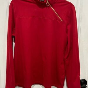 AmberNoon II SunSavy UPF50 Asymmetric Zip Pullover Top Claret Red Women's Medium